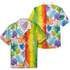 LGBT Hawaiian Shirt Rainbow Polygonal Tropical Leaves Hawaii Aloha Shirt  Friday89