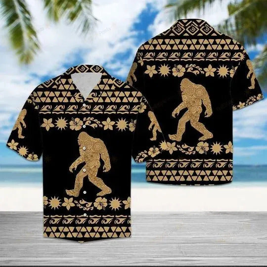 Bigfoot Hawaiian Shirt Bigfoot Tribal Pattern Hawaii Aloha Shirt  Friday89