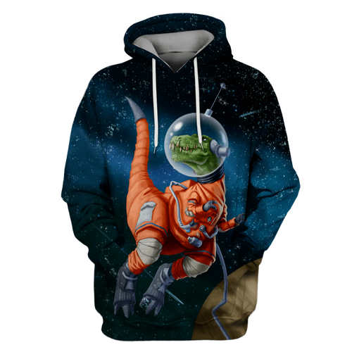Friday89 Dinosaur Shirt Dinosaur Astronaut Outer Space Galaxy 3d T-shirt Dino Hoodie Adult Unisex Full Print