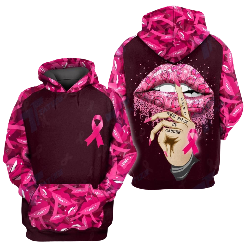 Breast Cancer Shirt Shut The Fck Up Cancer Sexy Lips Pink Breast Cancer Awareness Hoodie Breast Cancer Hoodie  Friday89