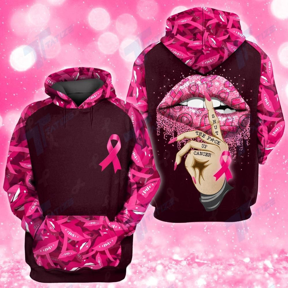 Breast Cancer Shirt Shut The Fck Up Cancer Sexy Lips Pink Breast Cancer Awareness Hoodie Breast Cancer Hoodie
