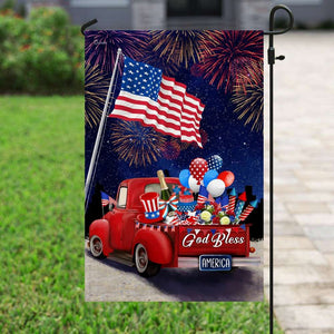Friday89 Independence Day Flags American Flower Red Truck Fireworks Happy 4th Of July Flag