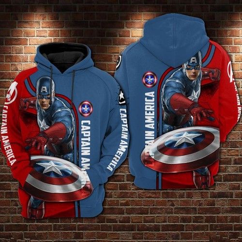 MV Hoodie Captain America Hoodie Avengers Captain America Thows His Shield Hoodie