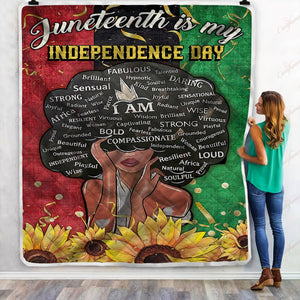 Friday89 Juneteenth Quilt Juneteenth Is My Independence Day Afro Black Girl Quilt