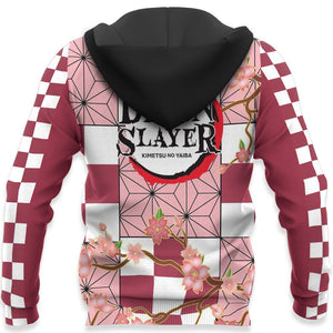 Friday89 Demon Slayer Hoodie Nezuko Fighting Demon Slayer Logo Pink Hoodie Adult Full Print