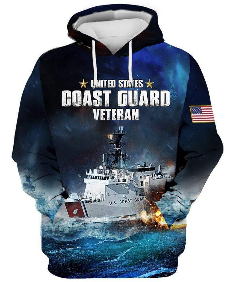 Friday89 Veteran Hoodie US Navy Coast Guard Veteran Blue Hoodie Apparel Full Size Full Print