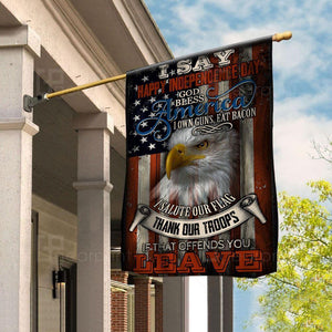 Friday89 4th Of July Flags I Say Happy Independence Day Eagle Garden And House Flag