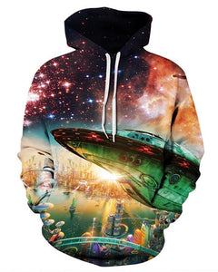 Frday89 UFO Hoodie UFO Above The City 3D Hoodie Apparel Adult Full Print