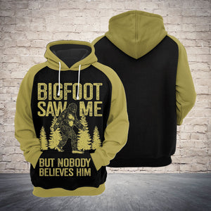 Friday89 Bigfoot Hoodie Bigfoot Saw Me But Nobody Believes Him Hoodie Apparel Adult Full Print Full Size