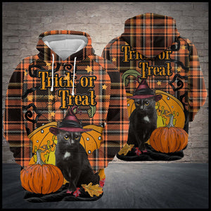 Halloween Hoodie Trick Or Treat Black Cat Pumpkin 3d Hoodie Halloween Clothing