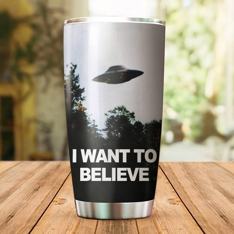Friday89 UFO Tumbler Cup 20 oz I Want To Believe UFO 3D Tumbler 20 oz
