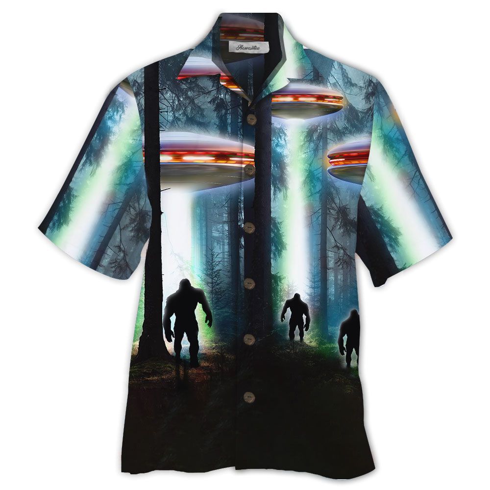 Friday89 Bigfoot Hawaii Shirt Bigfoot Forest UFO 3D Hawaiian Shirt