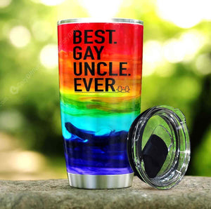 Friday89 LGBT Pride Tumbler Cup 20 oz Best Gay Uncle Ever Rainbow Tumbler 20 oz
