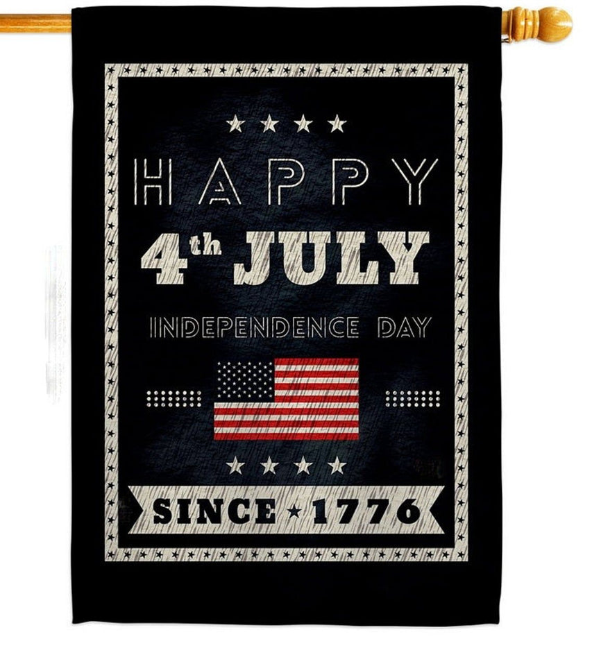 Friday89 Independence Day Flags Happy 4th Of July Since 1776 Black Garden And House Flag