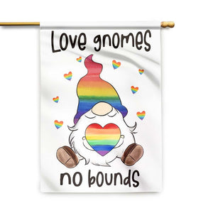 Friday89 LGBT Gnome Flag Love Gnomes No Bounds LGBT Rainbow Garden Flag Pride Month House Flag