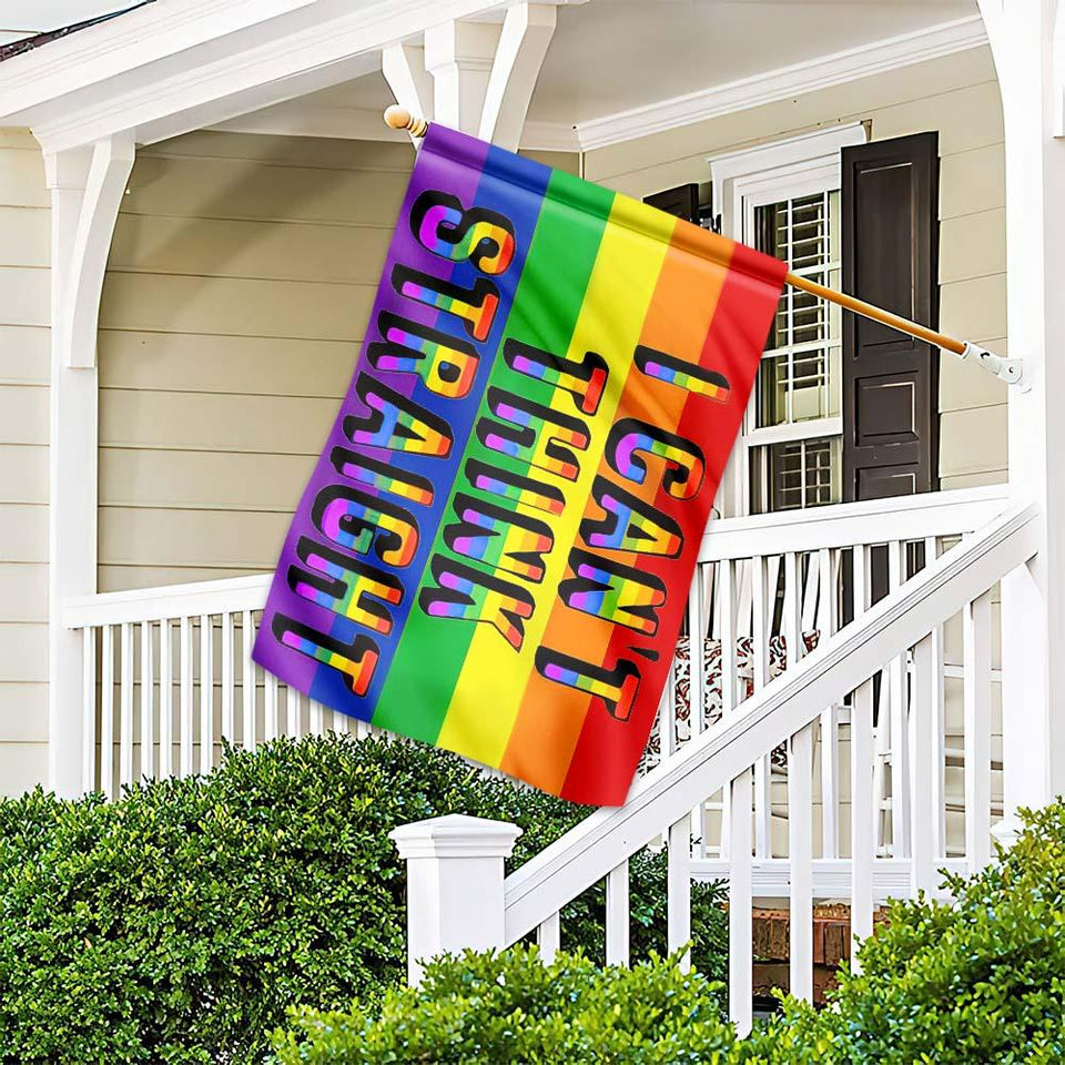 Friday89 LGBT Pride Flag I Can't Think Straight LGBT Rainbow Color Garden And House Flag