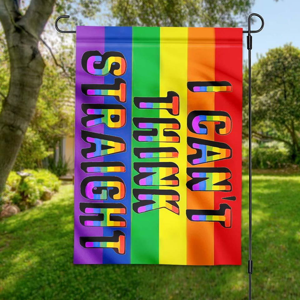 Friday89 LGBT Pride Flag I Can't Think Straight LGBT Rainbow Color Garden And House Flag