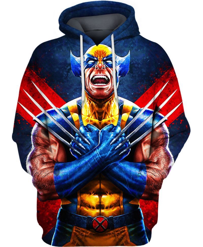 MV Hoodie Wolverine Comic Claw X-men Pose Blue Hoodie