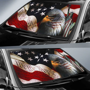 Veteran Car Sun Shade American Flag Eagles Freedom Statue Windshield Sun Shade