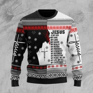 Jesus Ugly Christmas Sweatshirt Jesus Is My Everything Black White Sweatshirt  Friday89