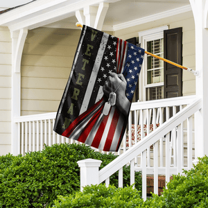 Veteran House Flag Veteran Dog Tag American Flag Garden Flag