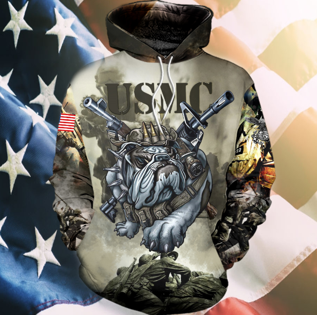 Friday89 USMC Veteran Hoodie Shirt USMC Marine Bulldog Semper Fi 3D Hoodie