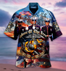 Friday89 Veterans Day Gifts  Veteran Aloha Shirt Marine Corps Hawaii Button Shirt