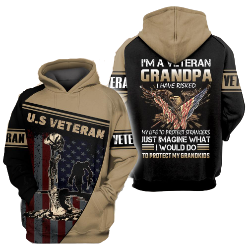 Grandpa US Veteran Hoodie I'm A veteran Grandpa Hoodie Father's Day Gift  Friday89