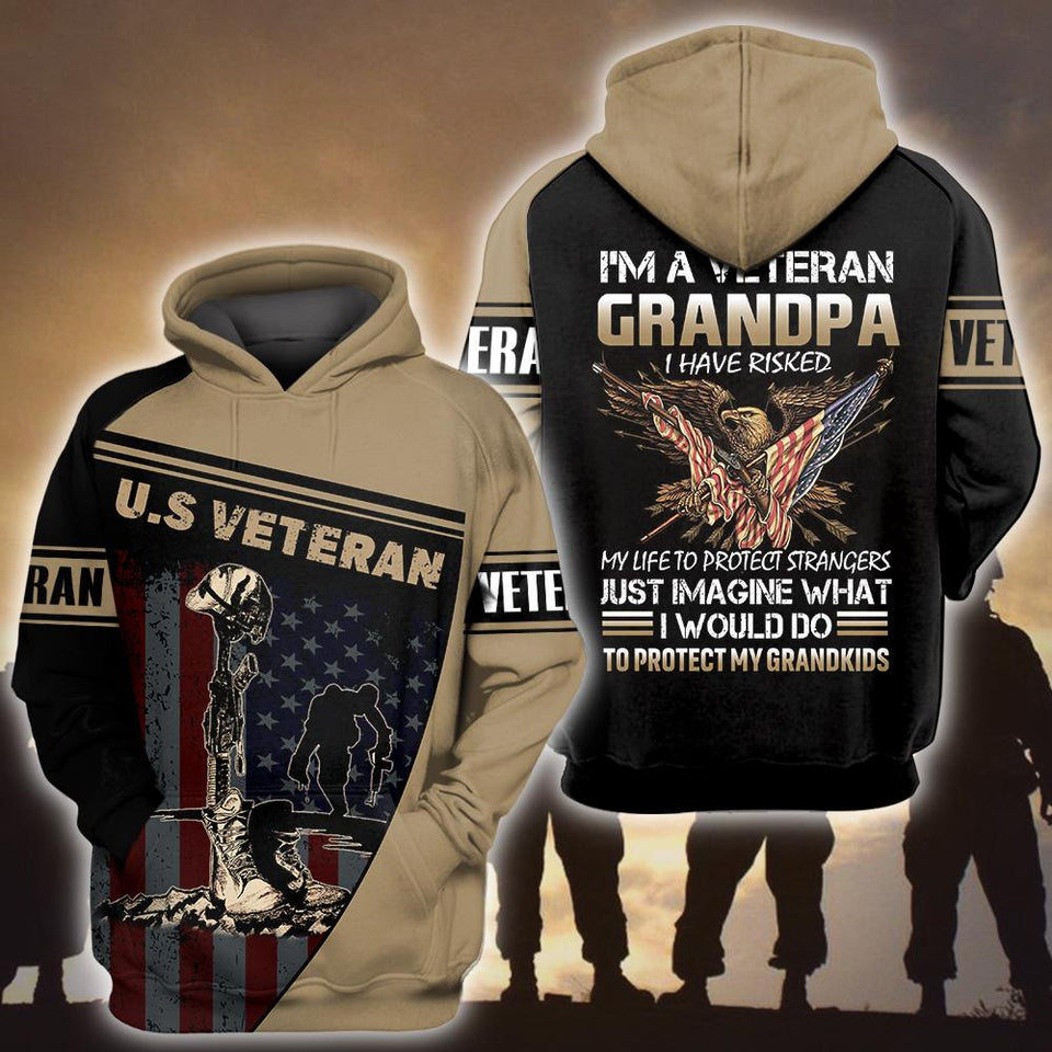 Friday89 Grandpa US Veteran Hoodie I'm A veteran Grandpa Hoodie Father's Day Gift