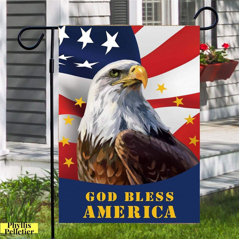 Friday89 4th Of July Flags Eagle God Bless America Painting Garden Flag Independence Day Flag