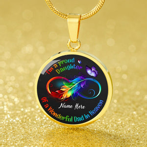 Personalized Memorial Circle Necklace Daughter Of A Wonderful Dad In Heaven For Dad Custom Memorial Gift M89  Friday89
