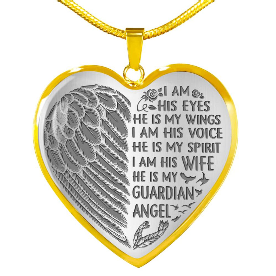 Personalized Memorial Heart Necklace He Is My Guardian Angel For Husband Custom Memorial Gift M50.1  Friday89