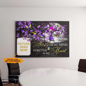 Personalized Memorial Landscape Canvas Always On My Mind Butterfly For Dad Mom Someone Custom Memorial Gift M34  Friday89