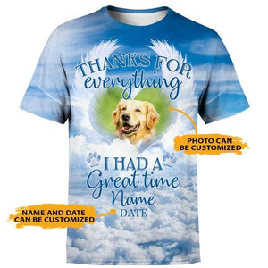 Personalized Memorial Shirt Thanks For Everything I Had A Great Time Paw Print For Pet Custom Memorial Gift M152  Friday89