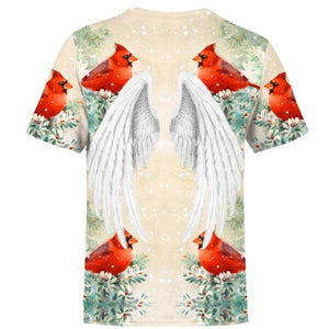 Custom Memorial All Over Print With Picture T-shirt For Loss Of A Loved One Half On My Heart Cardinal Signs All Over Print T-shirt Red M202  Friday89