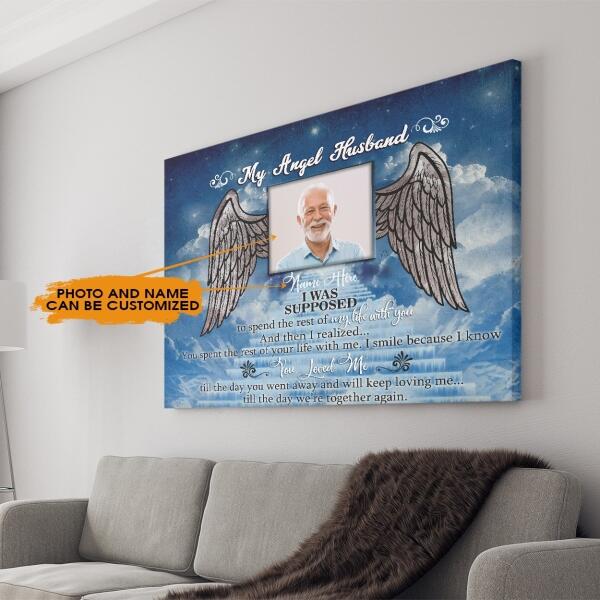 Personalized Memorial Landscape Canvas My Angel Husband Wings For Loss Of Husband Landscape Canvas Custom Memorial Gift M205  Friday89