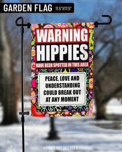 Hippie Garden Flag For Hippies Warning Garden Flag Red  Friday89