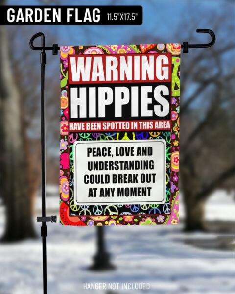Hippie Garden Flag For Hippies Warning Garden Flag Red  Friday89