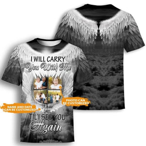 Personalized Memorial Shirt I Will Carry You With Me Guardian Angel For Mom, Dad, Grandpa, Son, Daughter Custom Memorial Gift M297  Friday89