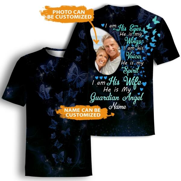 Personalized Memorial Shirt I Am His Eyes He is My Guardian Angel For Husband Custom Memorial Gift M300  Friday89