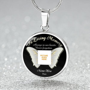 Personalized Memorial Circle Necklace Always In Our Heart In Loving Memory Butterfly For Mom Dad Grandma Custom Memorial Gift M162  Friday89