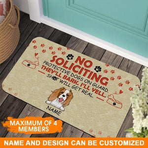 Custom Dog Doormat For Dog Lovers No Soliciting Protective Dogs Doormat Yellow D09  Friday89