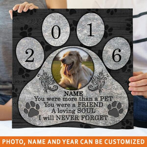 Personalized Dog Memorial Square Canvas You Were More Than A Pet For Dog Lovers Custom Memorial Gift D13  Friday89