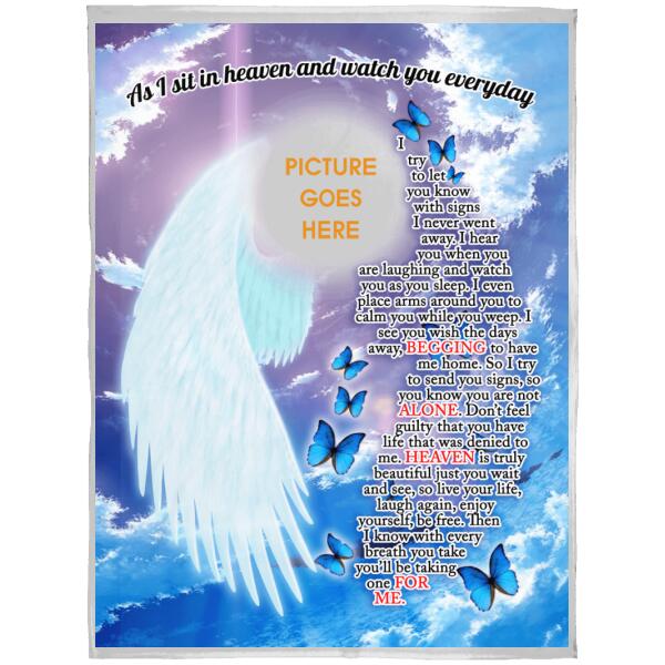 Custom Memorial Blanket With Pictures For Loss Of Someone As I Sit In Heaven And Watch Blanket Blue M316  Friday89