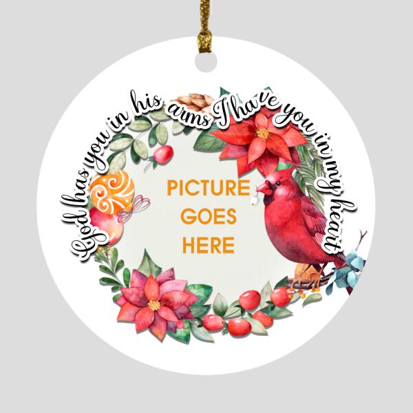 Custom Christmas Memorial Ornament For Loss Of Mom Dad God Has You In His Arms Memorial Ornament White M315  Friday89