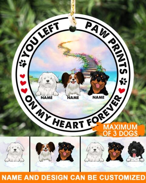 Custom Christmas Memorial Ornament For Loss Of Pet You Left Paw Prints On Our Heart Dog Memorial Ornament White M333  Friday89