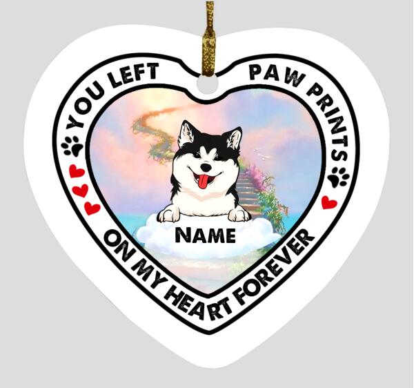 Custom Christmas Memorial Ornament For Loss Of Pet You Left Paw Prints On Our Heart Dog Memorial Ornament White M333  Friday89