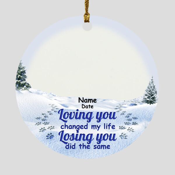 Custom Pet Memorial Ornament For Pet Lovers Loving You Changed My Life Christmas Ornament Blue M352  Friday89
