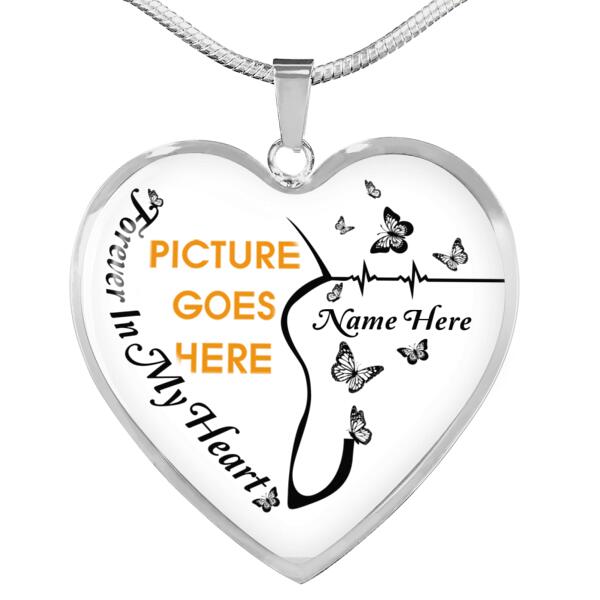 Personalized Memorial Heart Necklace Forever In My Heart Butterfly For Mom Dad Grandma Daughter Son Custom Memorial Gift M52A  Friday89