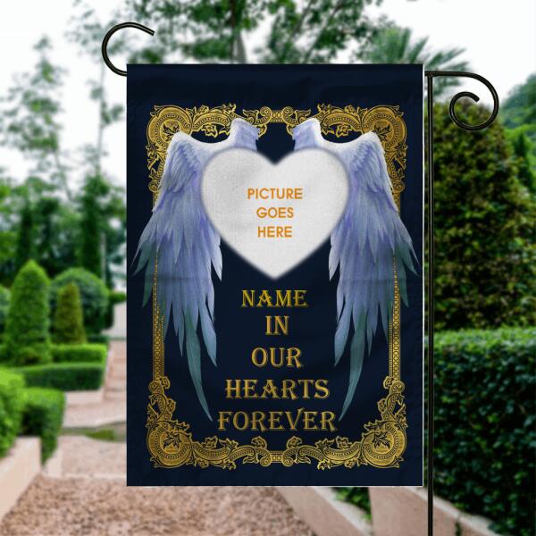 Personalized Memorial Garden Flag In Our Hearts Forever Garden Flag For Loss Of Dad Mom Custom Memorial Gift M378  Friday89